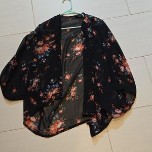 Karen Kane Black Floral Kimono